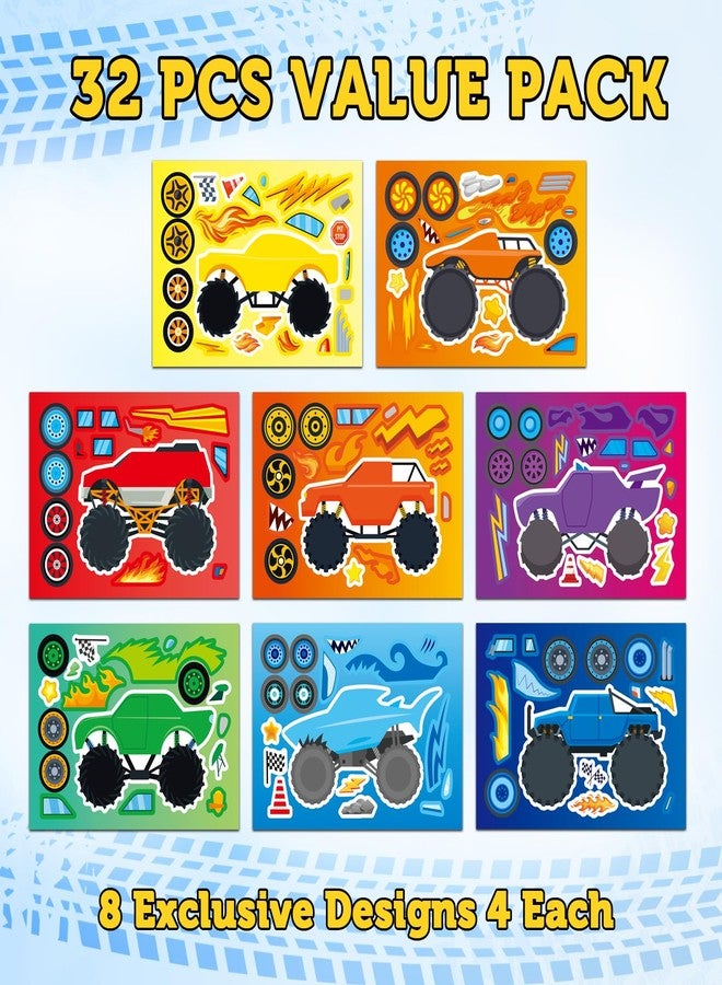 Ozepao 32 Sheets Monster Trucks Stickers for Kids, Ideal for Monster Truck Party Favors, Birthday Decorations, and Creative DIY Crafts - Image 2